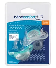 Bebeconfort Natural Physio Dummy Phospho Silicone Pack of 2 -  Blue