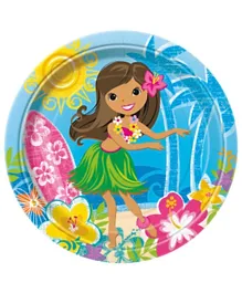 Unique Hula Beach Party Plates Pack of 8 Blue - 9 Inches