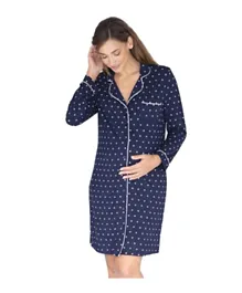 Mums & Bumps - Angel Maternity Nightie Nursing Sleep Dress - Blue
