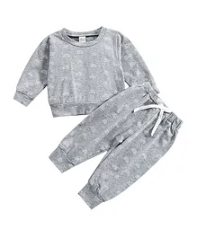 Lime Town All Over Printed Sweatshirt With Joggers Set - Grey