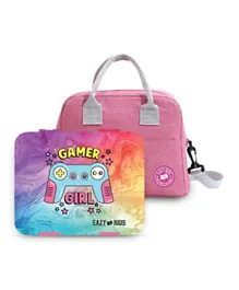 Eazy Kids Bento Box with Insulated Lunch Bag & Cutter Set Gamer Girl - 14 Pieces