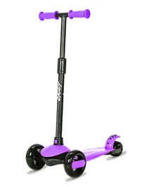 Ziggy 3 Wheel Tilt Kids Scooter, Smart Kick Scooter With Height Adjustable Handle, Runner Scooter With Led Pu Wheels & Brake Purple