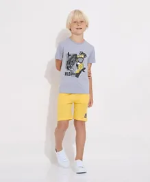 Victor and Jane Wild Safari Graphic T-Shirt & Shorts Set - Grey & Yellow