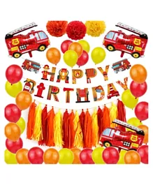 Brain Giggles Fire Truck Theme Birthday Decoration Kit - 45 Pieces