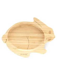 Eco Rascals Rabbit Shaped Bamboo Suction Plate - Brown