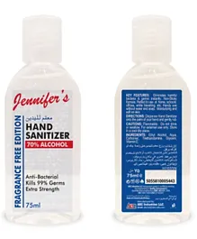 Jennifer's Hand Sanitizer Fragrance Free Edition - 75ml