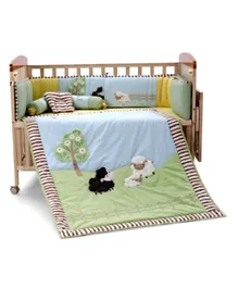 Babyhug Crib Bedding Set Farm Theme Small Pack of 6 - Light Green
