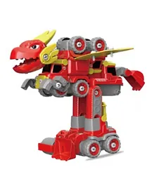Little Story Kids Toy 5 In 1 Dinosaur Robot Transformation Vehicle With Remote Red - 130 Pieces