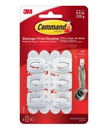 Command White Mini Hooks - 6 Pieces