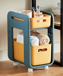 HomeBox Logan Double Decker Storage Trolley With Wheels - Multicolor