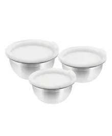 Vinod 3-Piece Mixing Bowl Set With Lid - Silver White
