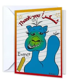 بطاقة شكر فاي لوسون باللغة الإنجليزية مع رسم جمل عربي وظرف أبيض - أزرق