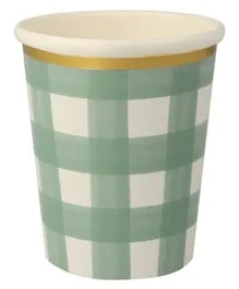Meri Meri Green Gingham Cups - Pack of 8