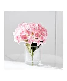 HomeBox Fleur Hydrangea Blush Flower Bunch with Glass Pot