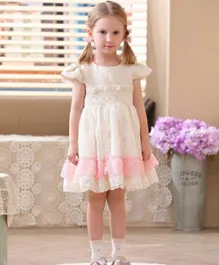 Smart Baby Embroidered Form Fitting Party Dress - Off White
