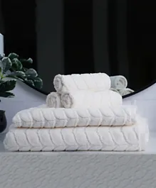 Pan Emirates Coven Jacquard Towel Set Cream - 6 Pieces