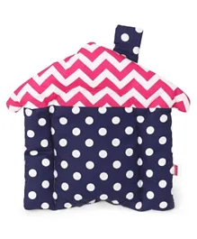 Babyhug Rai Mustard Seed Filling Pillow House Shape Polka Dots Print - Pink and Blue