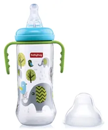 Babyhug Polypropylene Anti- Colic Feeding Bottle With Handle Blue Green - 250 ml