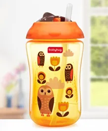 Babyhug Swipey Straw Sipper Bottle Owl Print Orange - 300mL