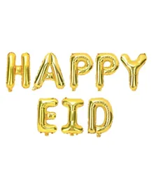 Eid Party Gold Foil Happy Eid Letter Balloons - 8 Pieces
