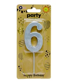 Italo Silver Glitter Dipped Birthday Candle Number 6