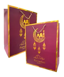 Highland Ramadan Kareem Gift Bags Large Maroon & Gold - 6 Pieces