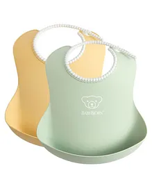 BabyBjorn Powdered Green & Yellow Baby Bib - Pack of 2