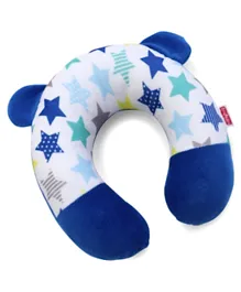 Babyhug Velour Neck Support U-Shaped Pillow Star Print - Blue