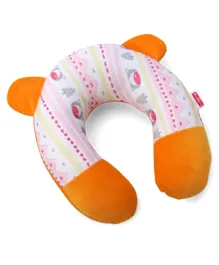 Babyhug Neck Support U-Shaped Pillow Bear Print - Pink and Orange