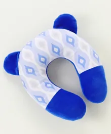 Babyhug U-Shaped Neck Support Pillow Ogee Print Large - Blue and White