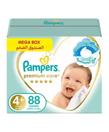 Pampers Premium Care Taped Diapers Size 4+ - 88 Baby Diapers