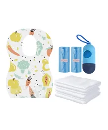Star Babies Combo Pack of Disposable Bibs Fruit Print + Disposable Towels + Scented Bag +Dispenser