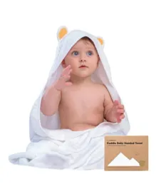 Keababies Cuddle Organic Bamboo Baby Hooded Towel - White