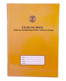 SADAF Single Line With Right Margin A4 Size Exercise Book - Orange