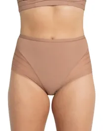 Mums & Bumps Leonisa Lace Stripe Undetectable Classic Shaper Panty - Brown
