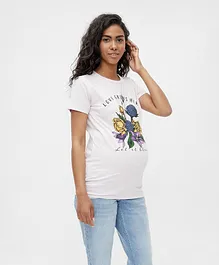 Mamalicious Lavender Fog Maternity Tee - White