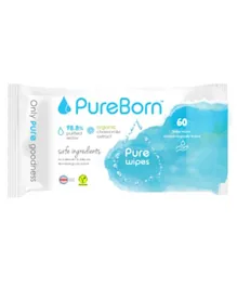 PureBorn Organic Cotton and Chamomile Pure Wipes - Pack of 60