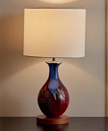 HomeBox Galena Glass Lamp with Wooden Base and Canvas Shade