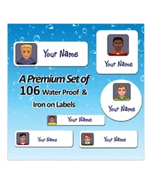 Ajooba Value Pack with Personalized Waterproof and Iron On Labels 0061 - Pack Of 106