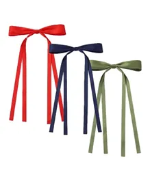 Babyqlo Elegant Long Ribbon Hair Bows Set Multicolor - 3 Pieces