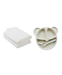 Star Babies Plate With 3 Disposable Towels - Cream
