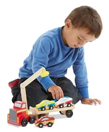 Melissa & Doug Wooden Magnetic Car Loader Set - Sturdy Vehicle Toy for Fine Motor Skills, Hand-Eye Coordination, Ages 3+