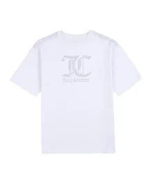 Juicy Couture Cotton Diamante Embellished Boyfriend T-Shirt - White