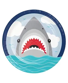 Shark Party Dinner Plates Pack of 8 - Multicolor