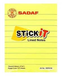 SADAF Lined Sticky Notes Yellow - 100 Pieces