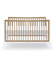 Snuz SnuzFino Convertible Nursery Cot Bed with 2 Mattress Height and Safety Rails - White & Natural