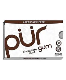 Pur Gum Aspartame Free Chocolate Mint Gum - 9 Pieces