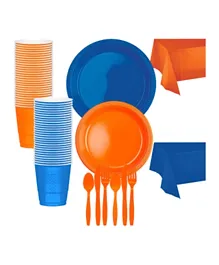 Amscan Premium Tableware Kit for 20 Guests - Orange and Royal Blue