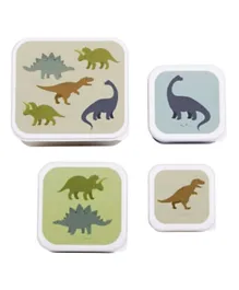 A Little Lovely Company Lunch & Snack Box Set Dinosaurs - 4 Pieces