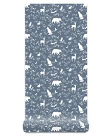 Paper Crew Forest Animals Blue Wallpaper - Blue